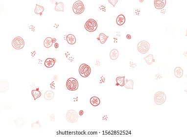 Light Red vector pattern with fresh ingredients. Abstract background with colorful Fast Food illustrations. Pattern for menu of cafes, bars, restaurants.