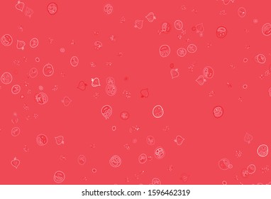 Light Red vector pattern with fresh ingredients. Glitter abstract sketch with gourmet food. Doodle design for your business advert of cafes.
