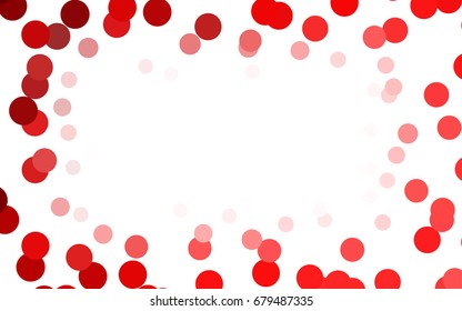 Light Red vector red pattern of geometric circles, shapes. Colorful mosaic banner. Geometric background with colored disks.