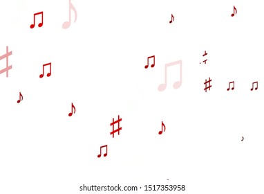 Light Red vector pattern with music elements. Isolated colorful music keys on abstract background. Pattern for school ad, booklets.