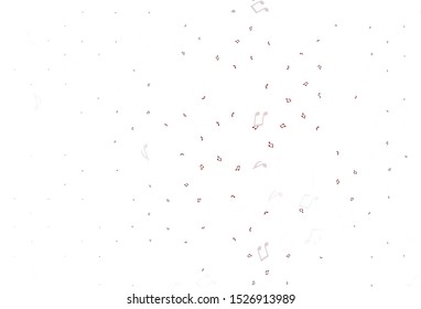 Light Red vector pattern with music elements. Decorative design in abstract style with music shapes.  