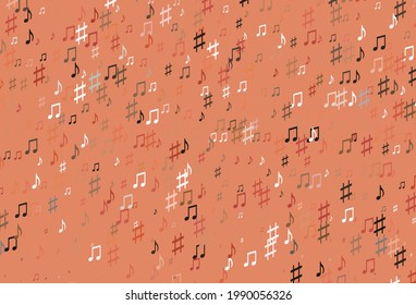 Light Red vector pattern with music elements. Modern abstract illustration with melody keys. Pattern for websites of musitians.