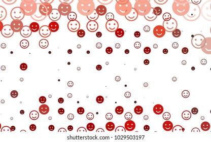 Light Red vector pattern with positive smiles. Glitter abstract sketch with smiley, icons. Pattern for ad, booklets, leaflets of celebrations.