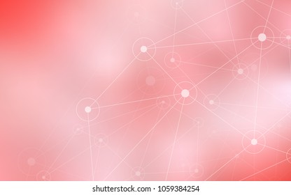 Light Red vector pattern with spheres, triangles. Design with connection of dots and lines on colorful background. Pattern can be used for beautiful websites.