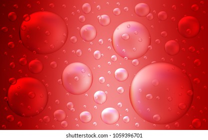 Light Red vector pattern with spheres. Blurred bubbles on abstract background with colorful gradient. Pattern can be used as texture of water, rain drops.