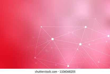 Light Red vector pattern with spheres, triangles. Illustration with set of colorful abstract circles and lines. Pattern can be used for ads, leaflets.