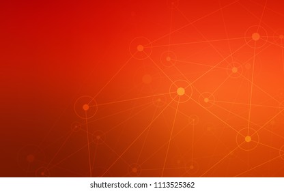 Light Red vector pattern with spheres, triangles. Abstract illustration with colorful discs and triangles. Completely new template for your brand book.