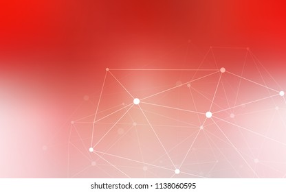 Light Red vector pattern with spheres, triangles. Design with connection of dots and lines on colorful background. Completely new template for your brand book.