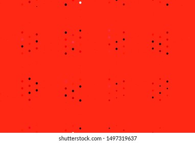 Light Red vector pattern with spheres. Illustration with set of shining colorful abstract circles. Pattern of water, rain drops.