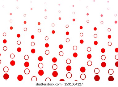 Light Red vector pattern with spheres. Glitter abstract illustration with blurred drops of rain. Design for posters, banners.