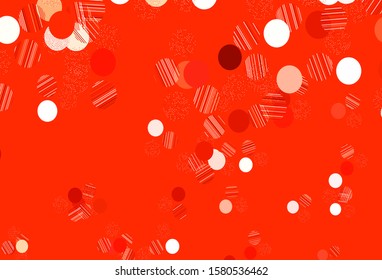 Light Red vector pattern with spheres. Glitter abstract illustration with blurred drops of rain. Design for your business advert.