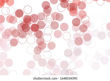 Light Red vector pattern with spheres. Illustration with set of shining colorful abstract circles. Pattern for ads, leaflets.