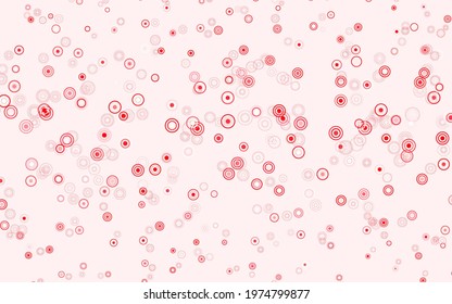 Light Red vector pattern with spheres. Blurred decorative design in abstract style with bubbles. Pattern for futuristic ad, booklets.