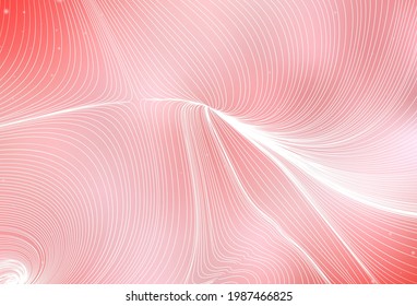Light Red vector pattern with spheres, curves. Colorful illustration with geometric design. Base for booklets, leaflets