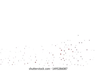 Light Red vector pattern with symbol of cards. Glitter abstract sketch with isolated symbols of playing cards. Pattern for booklets, leaflets of gambling houses.