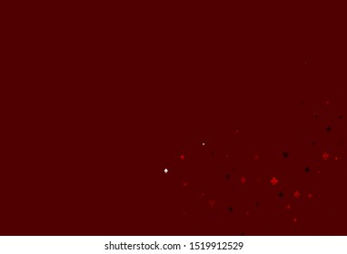 Light Red vector pattern with symbol of cards. Shining illustration with hearts, spades, clubs, diamonds. Pattern for leaflets of poker games, events.