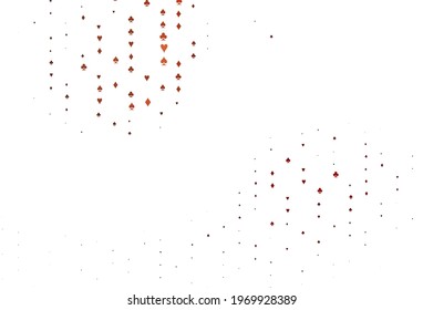 Light Red vector pattern with symbol of cards. Colored illustration with hearts, spades, clubs, diamonds. Pattern for booklets, leaflets of gambling houses.