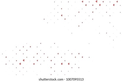 Light Red vector pattern with symbols of Euro. Shining colored illustration with Euro signs, EUR. Smart design for your business advert of economic, wealth.