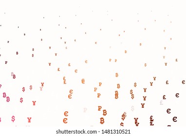 Light Red vector pattern with symbols of currency. Colored symbols of currency on white background. Template for ads of currency markets, bank loans.