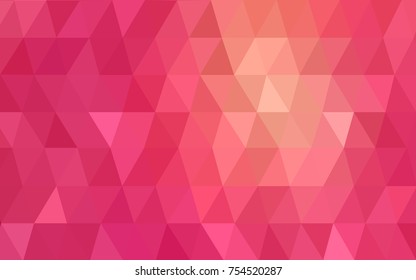 Light Red vector polygonal illustration, which consist of triangles. Triangular pattern for your business design. Geometric background in Origami style with gradient. 