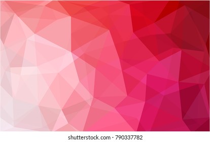 Light Red vector polygonal illustration, which consist of triangles. Triangular pattern for your business design. Geometric background in Origami style with gradient. 