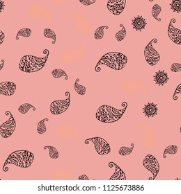 Light Red vector seamless abstract backdrop with leaves and flowers. Colorful abstract illustration with leaves in doodle style. Textured pattern for a website, banner.