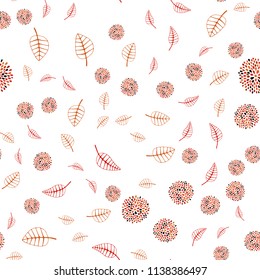 Light Red vector seamless abstract design with leaves and flowers. Glitter abstract illustration with leaves and flowers. Completely new template for your design.