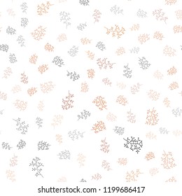 Light Red vector seamless abstract background with leaves, branches. Doodle illustration of leaves and branches in Origami style. Pattern for design of fabric, wallpapers.