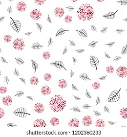 Light Red vector seamless abstract background with leaves, flowers. Modern abstract illustration with leaves and flowers. Design for textile, fabric, wallpapers.