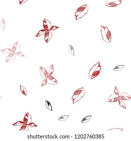 Light Red vector seamless abstract background with leaves. Colorful abstract illustration with leaves in doodle style. Pattern for trendy fabric, wallpapers.