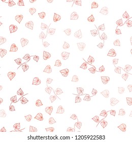 Light Red vector seamless abstract backdrop with leaves. An elegant bright illustration with leaves in Natural style. Design for textile, fabric, wallpapers.