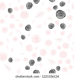 Light Red vector seamless abstract pattern with leaves and flowers. Leaves and flowers with gradient on white background. Template for business cards, websites.
