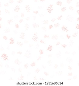 Light Red vector seamless abstract backdrop with leaves, branches. Sketchy doodles on white background. Design for textile, fabric, wallpapers.
