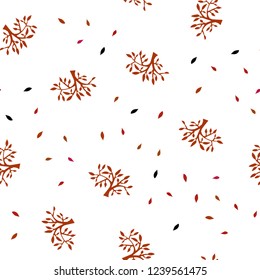 Light Red vector seamless abstract design with leaves, branches. Leaves and branches with gradient on white background. Pattern for trendy fabric, wallpapers.