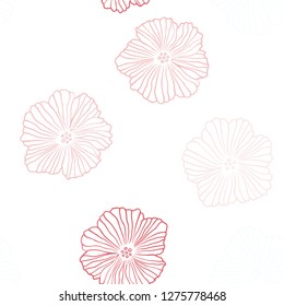 Light Red vector seamless abstract design with flowers. Brand new colored illustration with flowers. Design for textile, fabric, wallpapers.