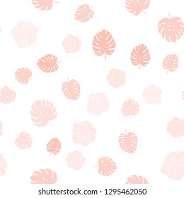 Light Red vector seamless abstract pattern with flowers, leaves. An elegant bright illustration with leaves and flowers. Pattern for trendy fabric, wallpapers.