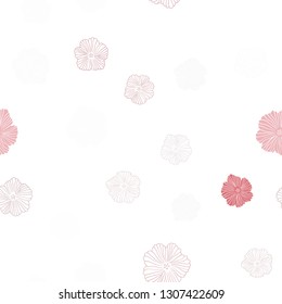 Light Red vector seamless abstract design with flowers. An elegant bright illustration with flowers. Template for business cards, websites.