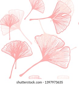 Light Red vector seamless abstract background with leaves. Brand new colored illustration in blurry style with leaves. Texture for window blinds, curtains.