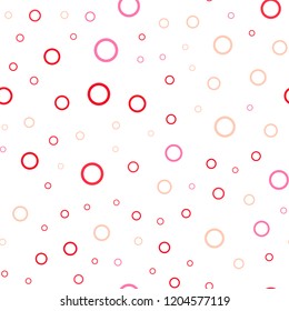 Light Red vector seamless backdrop with dots. Abstract illustration with colored bubbles in nature style. Completely new template for your brand book.