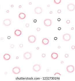 Light Red vector seamless backdrop with dots. Blurred decorative design in abstract style with bubbles. Completely new template for your brand book.