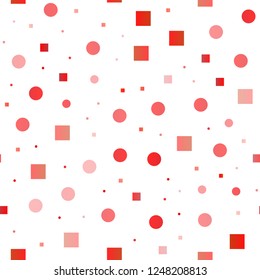 Light Red vector seamless backdrop with dots, spots, cubes. Glitter abstract illustration with cubes, circles. Pattern for design of window blinds, curtains.