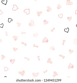 Light Red vector seamless backdrop with phrase LOVE YOU, hearts. Colorful gradient phrase LOVE YOU, hearts in abstract style. Template for business cards, websites.