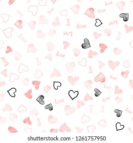 Light Red vector seamless backdrop with phrase LOVE YOU, hearts. Colorful illustration with quote LOVE YOU, hearts. Design for wallpaper, fabric makers.