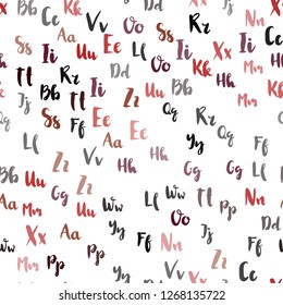 Light Red vector seamless backdrop with english symbols. Modern geometrical illustration with ABC english symbols. Pattern for trendy fabric, wallpapers.