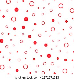 Light Red vector seamless backdrop with dots. Illustration with set of shining colorful abstract circles. Trendy design for wallpaper, fabric makers.