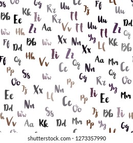 Light Red vector seamless backdrop with english symbols. Shining illustration with ABC symbols on abstract template. Pattern for trendy fabric, wallpapers.
