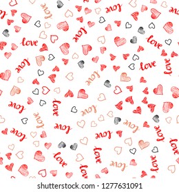 Light Red vector seamless backdrop with phrase LOVE YOU, hearts. Colorful gradient phrase LOVE YOU, hearts in abstract style. Design for wallpaper, fabric makers.