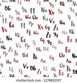Light Red vector seamless backdrop with english symbols. Shining colorful illustration with isolated letters. Design for wallpaper, fabric makers.