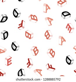 Light Red vector seamless backdrop with 3D english symbols. Colorful gradient design in 3D style with signs of alphabet. Template for business cards, websites.