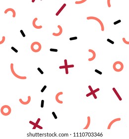 Light Red vector seamless background with lines, ovals. Colorful seamless gradient with lines and signs of maths. Template for business cards, websites.